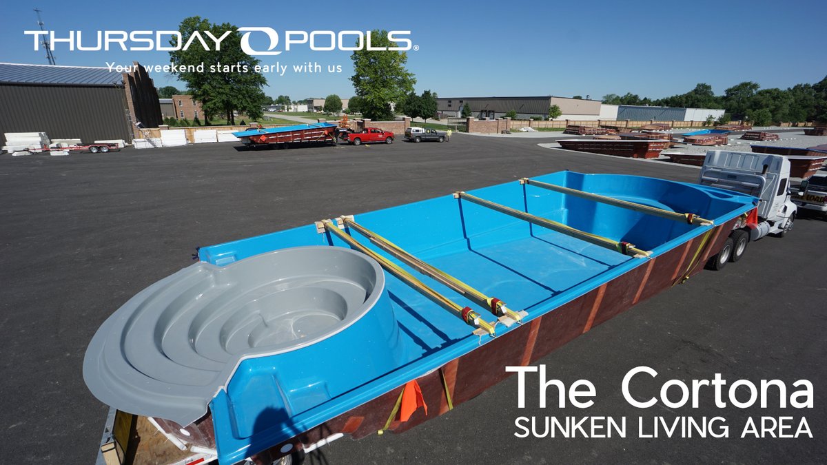 ThursdayPoolsLL's tweet photo. A spanking new CORTONA sunken living area fiberglass pool is on its way home to Ohio!

Have you ordered yours?

https://t.co/DVat3wSWH9

#ThursdayPools #fiberglasspools #Staycation2020 https://t.co/bFURizCtSg