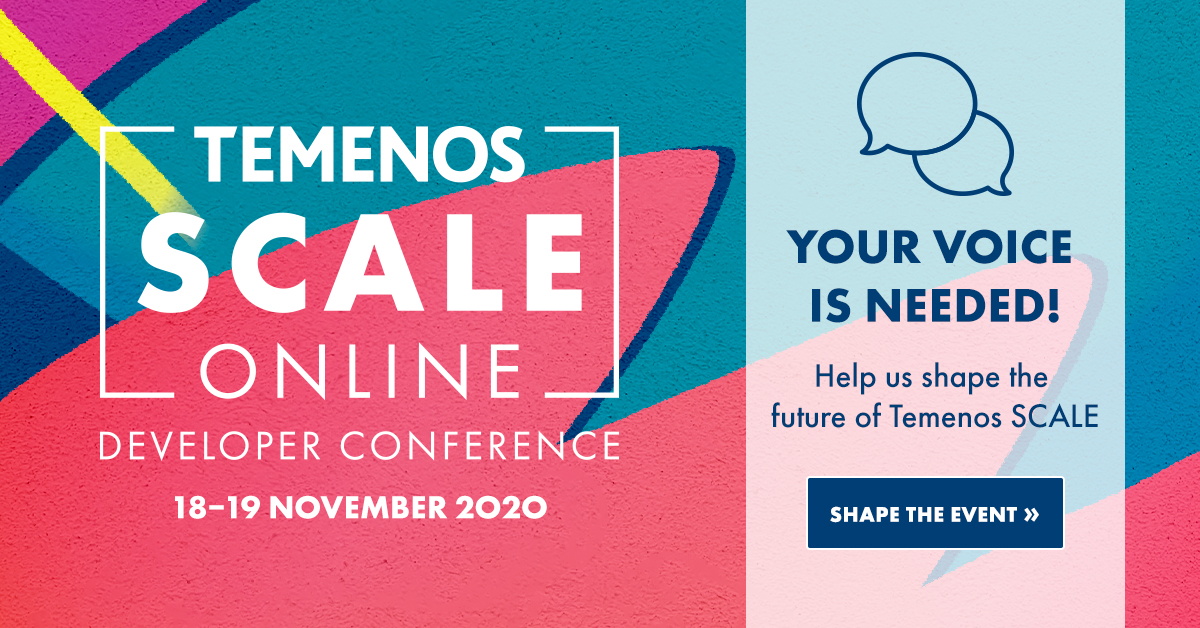 #Temenos' virtual #developer conference #SCALEOnline is coming up in November!Tell us what you want to see so we can help you build smarter, bigger, better bit.ly/2UwK7Ec