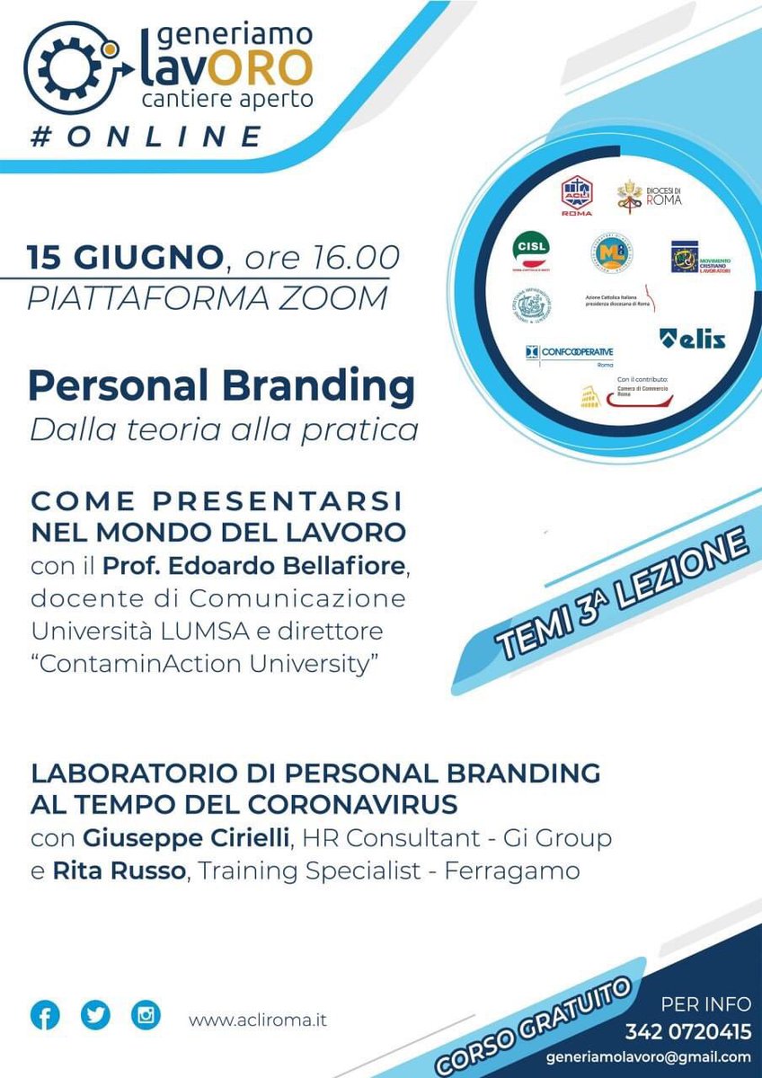 GeneriamoLavoro's tweet photo. 📌 “Personal Branding: dalla teoria alla pratica”. Terza lezione di @GeneriamoLavoro con Edoardo #Bellafiore docente comunicazione @UniLUMSA e direttore Contaminaction University, Giuseppe #Cirelli HR Consultant-@GiGroupSpa e Rita #Russo training specialist @Ferragamo. https://t.co/czy5HAX1lF