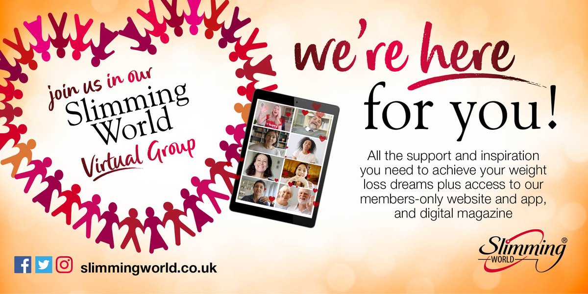 SlimmingWorld's tweet image. At your #MySWVirtualGroup you’ll have access to the expertise of a #SlimmingWorld Consultant, as well as immeasurable #Motivation and unbeatable support from a community of like-minded slimmers 🤗. ow.ly/6ma050A2SDN