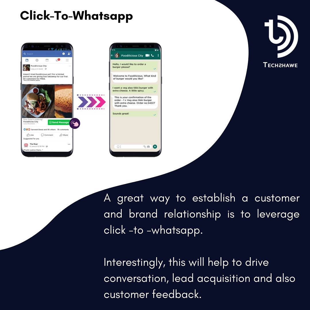 techshawe's tweet photo. A great way to establish a customer and brand relationship is to leverage click -to -whatsapp.
Interestingly, this will help to drive
conversation, lead acquisition and also
customer feedback.
#clicktowhatsapp #displayads #leadacquisition #customerexperience #customerfeedback https://t.co/4X9im8lCn2