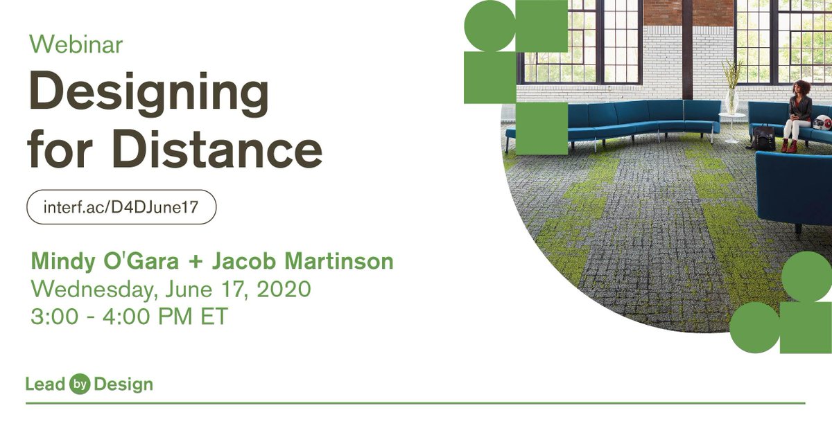InterfaceInc's tweet photo. How can we use flooring to create spaces that visually and functionally provide the physical distance required but maintain the sense of connection that all of us need? Register for this free webinar now: https://t.co/j3edWL1Sal #NeoCon2020 #TogetherByDesign https://t.co/KnN3WbeHfq