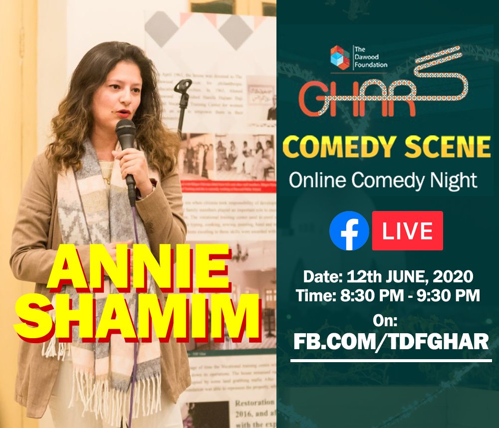 ComedySceneKhi's tweet photo. @AnnieShamim is one of our favourite comedians and she is also part of the #auratnaak (women only) stand-up comedy troupe. See her perform live at TDFGhar's FB page.
Details: https://t.co/6h3LHC1eEs
#StandUpComedy #ComedyScene #AnnieShamim #TDFGhar #OnlineComedy
 #PakistanComedy https://t.co/4HPBBlPYVL