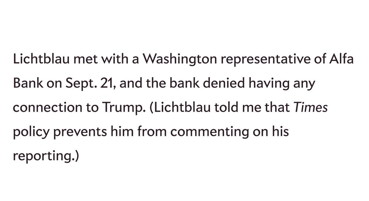 On September 21, 2016, the NYT's Eric Lichtblau contacted the offices of BGR Group, who represented Alfa Bank. http://www.slate.com/articles/news_and_politics/cover_story/2016/10/was_a_server_registered_to_the_trump_organization_communicating_with_russia.html