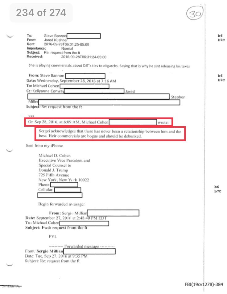 On September 28, 2016, Michael Cohen told the Financial Times's Catherine Belton that Millian had never had a business relationship with Trump. https://vault.fbi.gov/special-counsel-mueller-investigation-records/special-counsel-mueller-investigation-records-part-01-of-07/view