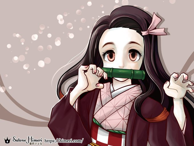 京イラストひめり🎨イラストのコツ教える絵師さんがTwitterに投稿した竈門禰豆子(鬼滅の刃)のイラスト。
