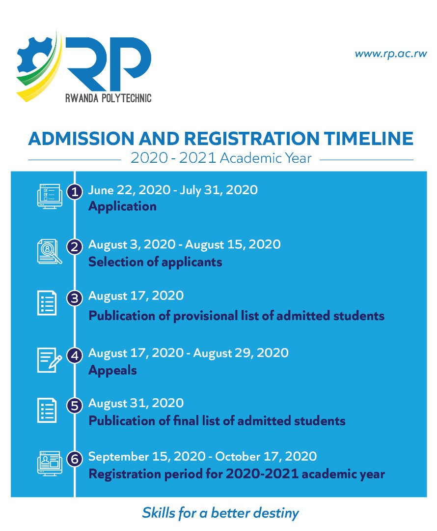 RP-IPRC Tumba na platformě X: „Students, Admission & Registration  Timeline.@RwandaPolytec  / X