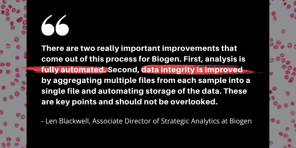 Fully automated analysis - ✅. Improved data integrity - ✅. Innovators like Len Blackwell and George Van Den Driessche (<a href="/George_V14/">George VDD</a>) of @Biogen use a modern #dataengineering platform (like <a href="/TetraScience/">TetraScience</a>) to drive results. More >> okt.to/noW3AV  #DigitalLab #biopharma