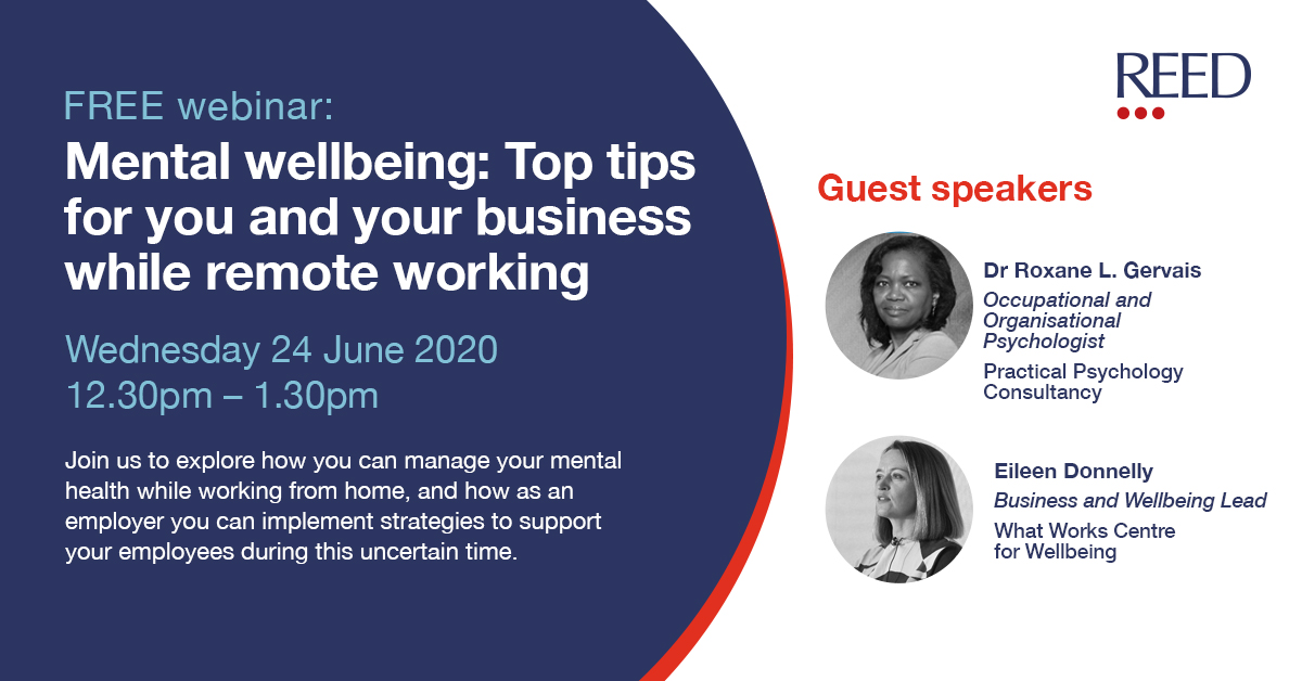 Join our free webinar to explore how to manage mental wellbeing, both as an employee and an employer, while working from home.

Register for our free webinar here: bit.ly/3cSJyLt

#wellbeing #mentalwellbeing #employee #employer #webinar #WFH #mentalhealth