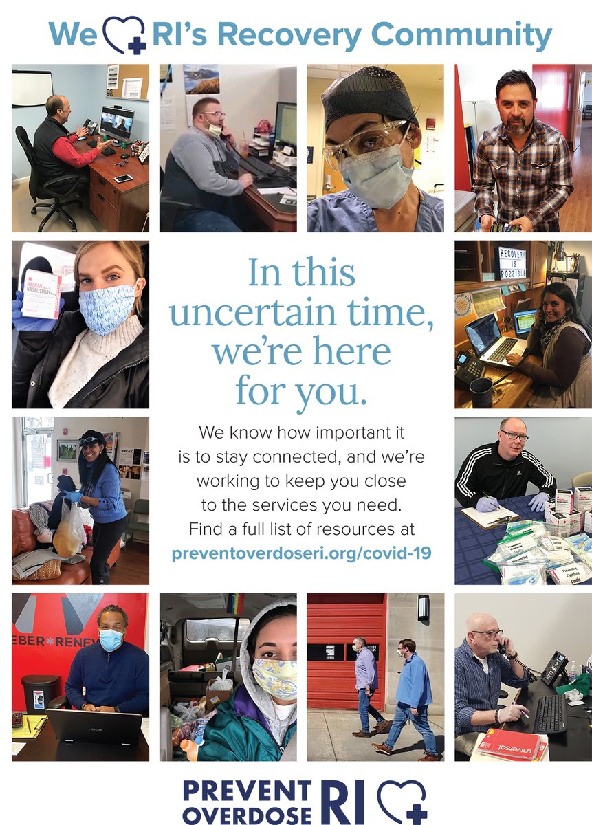 RIHEALTH's tweet photo. Supporting people in recovery doesn't stop during #COVID19. 
We're sending a BIG thanks to all of RI's recovery heroes who are on the front lines. 💜 https://t.co/fna4e2uU19 #RecoveryRI https://t.co/RGd6BDemUo