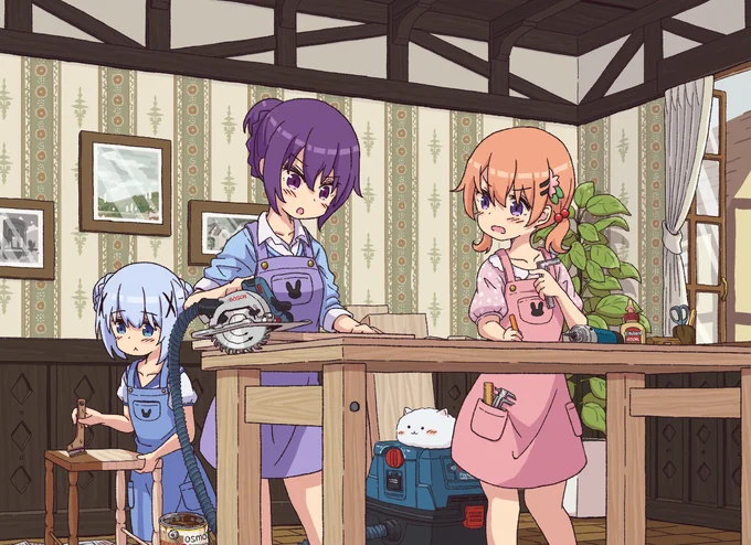 「今日は青山さんが破壊した椅子をDIYします」
#gochiusa 