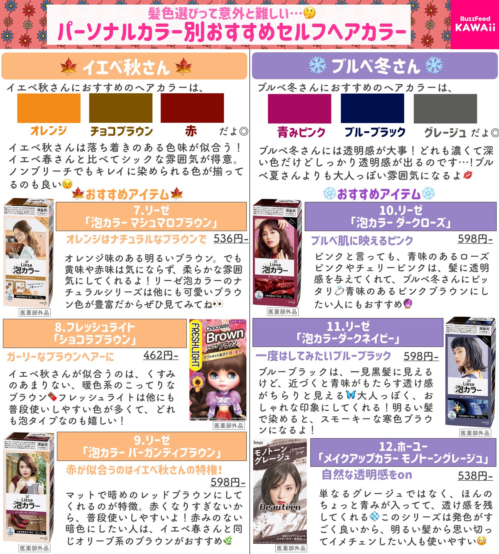 Buzzfeed Kawaii در توییتر おうち時間にイメチェンしちゃおう パーソナルカラー別のおすすめセルフヘアカラー剤 をまとめました