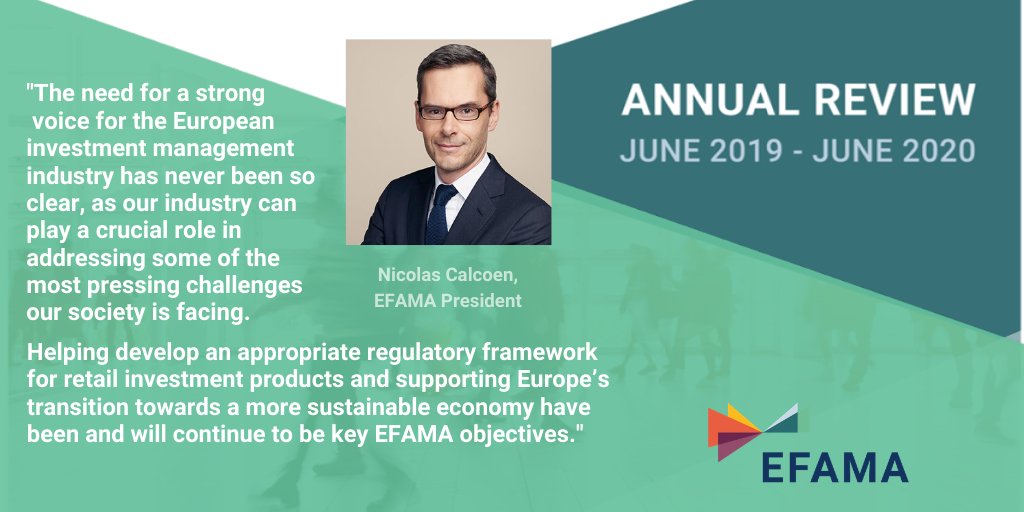 #EFAMA 's Annual Review 2019-2020! It highlights the main topics we addressed over the last 12 months (incl. investor protection and financial stability). Read it now:   lnkd.in/dsfitCX 
#sustainablefinance #CMU #priips