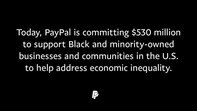 PayPal - We must do the necessary work to dismantle racism in all its forms. This fight for social justice, equality and inclusion continues now. https://t.co/LJx58N6YWN https://t.co/GkdbxNyIqf