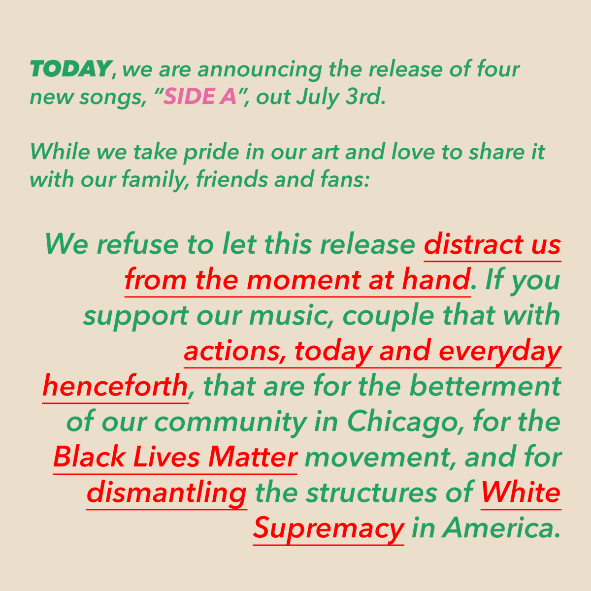 TwinPeaksDudes's tweet photo. TODAY, we are announcing the release of four new songs, “Side A,” out July 3rd. https://t.co/G41cOujMQy https://t.co/dR2gFStMWB