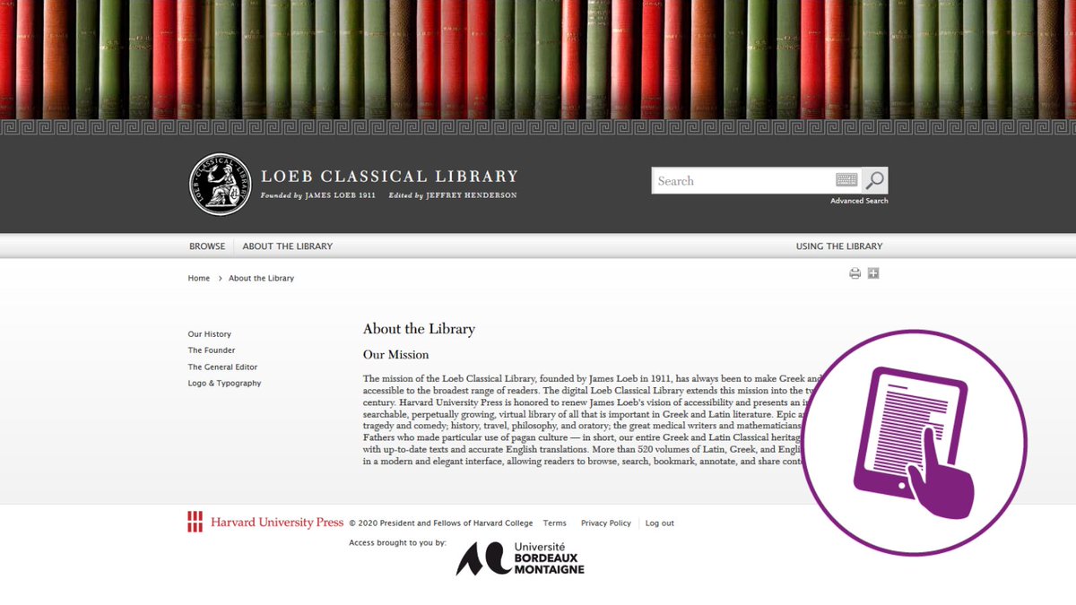 BUBMontaigne's tweet photo. [🏺 #Antiquité] 👉 Jusqu'au 30 juin, les 542 volumes 📕📗 de la #LoebClassicalLibrary (coll. @Harvard_Press de textes classiques grecs et latins) sont accessibles #enligne 💻 sur authentification @UBMontaigne 🔐 : profitez-en ! #RessourcesNumériques ➡️ https://t.co/r7PwtFYh6H https://t.co/KvRFYGQb9n