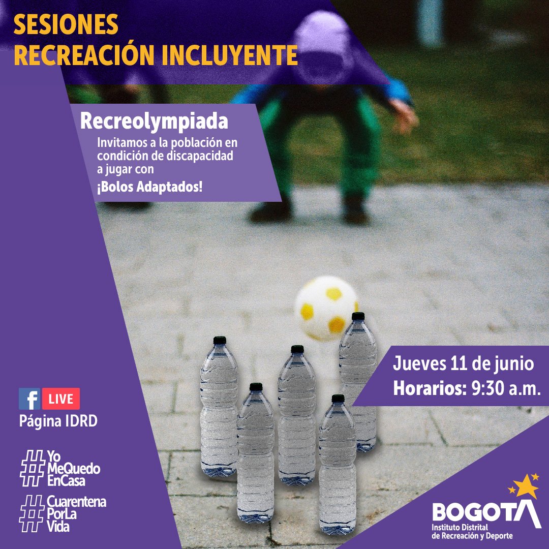 IDRD's tweet photo. #EnVivo 🔴 | Participa desde casa de nuestras actividades adaptadas para la población con discapacidad, sus familias y cuidadores.🧔👩👦👧🧓👴
https://t.co/cQkQhlxZgG
#YoMeQuedoEnCasa https://t.co/ZVIFiq7NVO