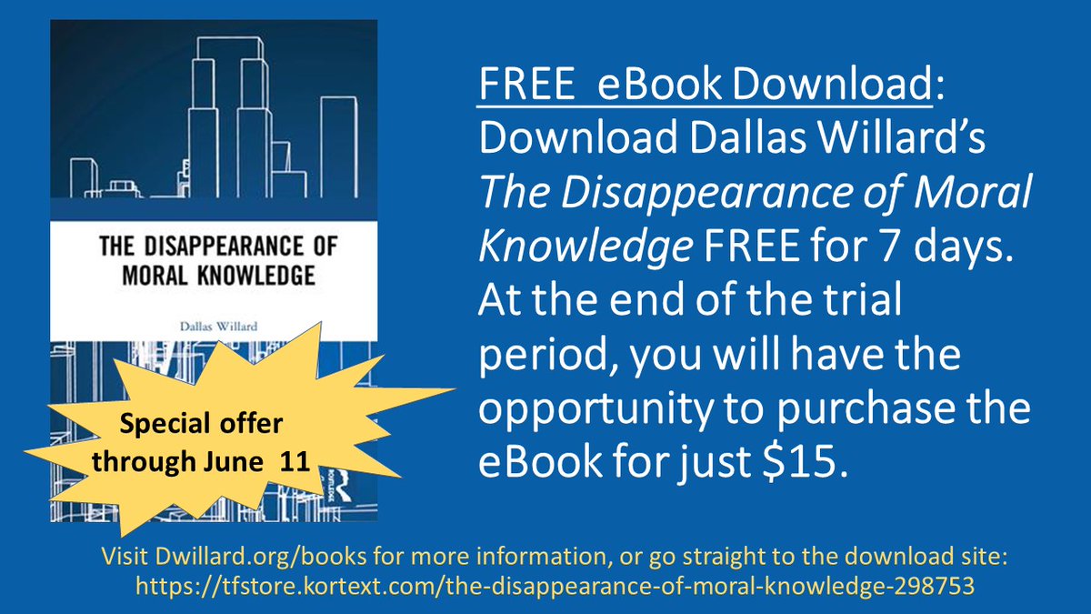 Today is the last day for this great offer! Rent an e-book copy of #TheDisappearanceOfMoralKnowledge free for 1 week, and then you have the option to buy it and keep it for just $15. (In one week, you can read through chapter 1 and then jump to ch 8.) 
tfstore.kortext.com/the-disappeara…