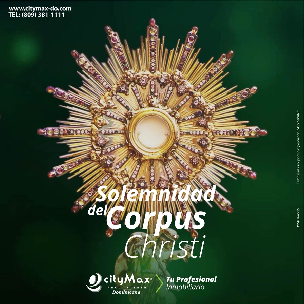 CitymaxDo's tweet photo. ¡Tomen y coman este es mi Cuerpo! Solemnidad del Corpus Christi.
Recuerda que en CityMax te apoyamos en promover TU propiedad.
#CityMaxDO #RealEstateDominicana #realestateDO #TuProfesionalInmobiliario #RealEstate #compro #vendo #rento #Inmueble #Propiedad #Inversionistas https://t.co/vEoPjxAQse