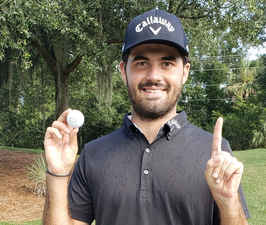 KornFerryTour's tweet photo. Second hole of Return to Golf. 

First competitive ace as a pro. 🔥 

@CurtisLuck6 with some early magic @TPCSawgrass. https://t.co/gKOUsxsPSJ