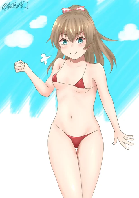 この熊野の最新の水着いかがかしらぁ～↑
#艦これ版深夜の真剣お絵描き60分一本勝負
#艦これ版真剣お絵描き60分一本勝負_20200611 