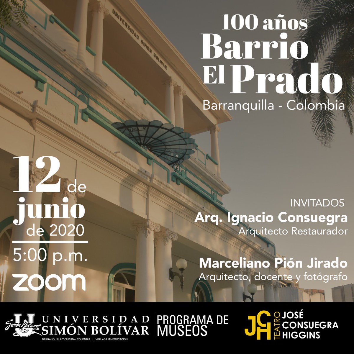 Acompáñanos mañana en este  gran encuentro que tenemos preparado para celebrar los 100 años del icónico barrio El Prado, cuna de nuestra institución. 

Inscríbete en forms.gle/cqM3zyUozJFGPF…. 
Solicita el ID de la reunión en el Instagram @teatroJCH. 

#SomosUnisimón