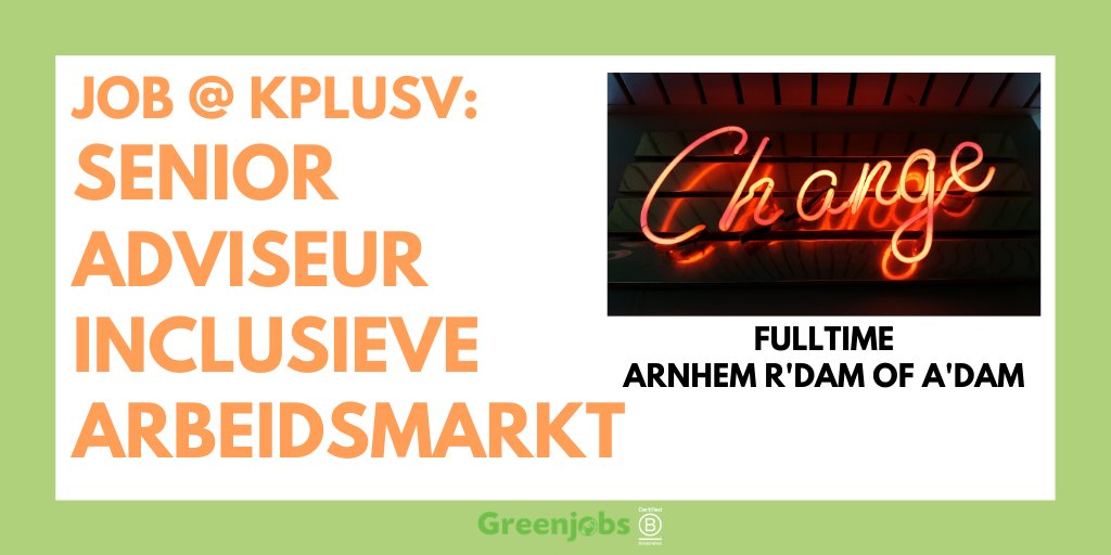 Greenjobs_Int's tweet photo. 🛎️ Zoek jij werk in #Arnhem, #Rotterdam of #Amsterdam en wil je bijdragen aan  duurzaamheid &amp; een sociale en innovatieve toekomst? Kom werken bij @_KplusV  Solliciteer snel via https://t.co/h2Vcmj8KUw
#kplusv #fulltime #senior #adviseur #arbeidsmarkt #inclusief #baan https://t.co/Rt24QZiSNp