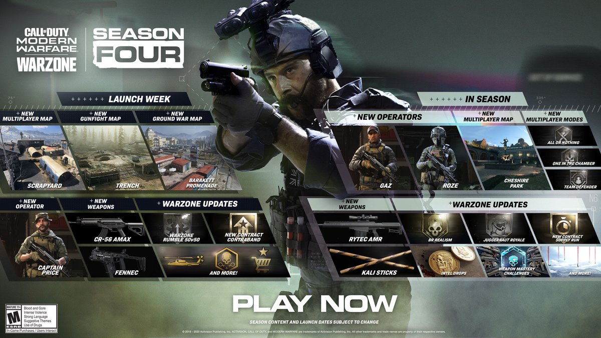 Call Of Duty Tracker على تويتر Here Is The Season 4 Roadmap For Call Of Duty Modernwarfare And Warzone Https T Co Uc5vnnanjb