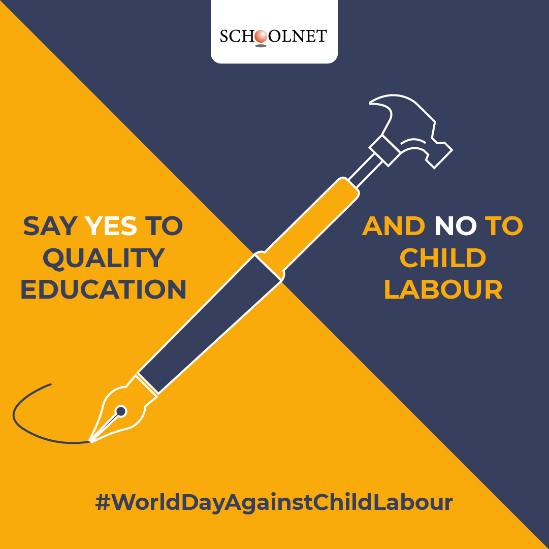 SchoolnetIndia's tweet photo. Every child deserves a safe &amp; healthy childhood with room to play, learn &amp; grow.Their little minds need to be nurtured through better education.This #WorldDayAgainstChildLabour,let’s go beyond our vision to ensure a bright past,a cheerful present &amp; a promising future for children https://t.co/duhjfPlk2B