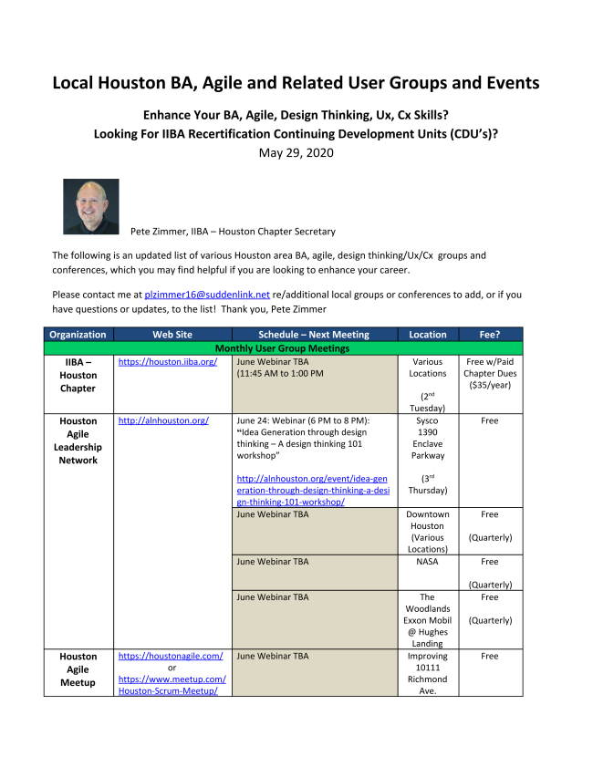HoustonIIBA's tweet photo. Check out our most recent newsletter! #IIBA #HoustonIIBA @IIBA #CBAP #SpeakerSeries #Training https://t.co/yPQfKGcSDJ https://t.co/YiGBVJQTjI