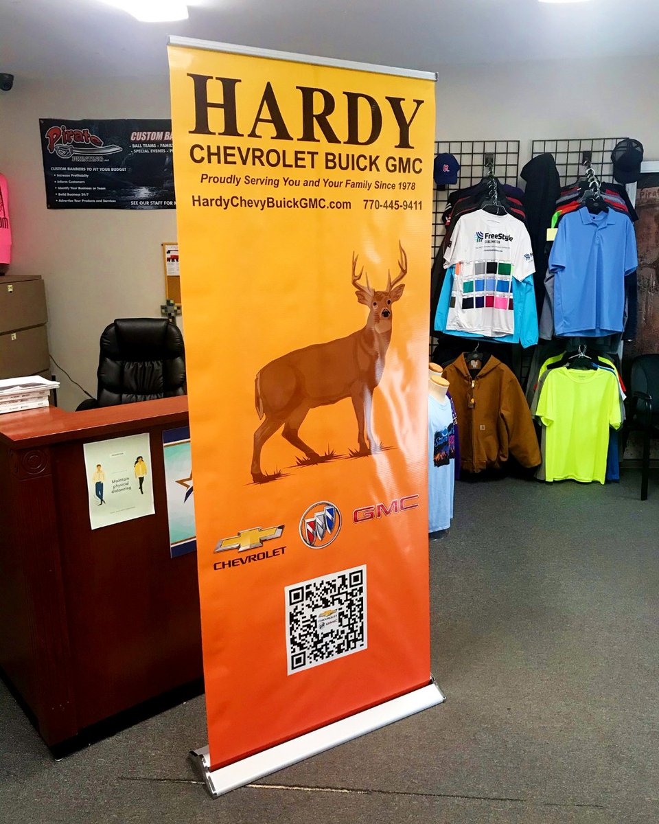 Pirateprinting1's tweet photo. Pop up banner done for Hardy Chevrolet Buick GMC!
.
.
Looking for something that will catch peoples' attention as soon as they walk into your lobby? Give us a call or shoot us an email for more info on our pop up banners! https://t.co/76fOT3PGgl