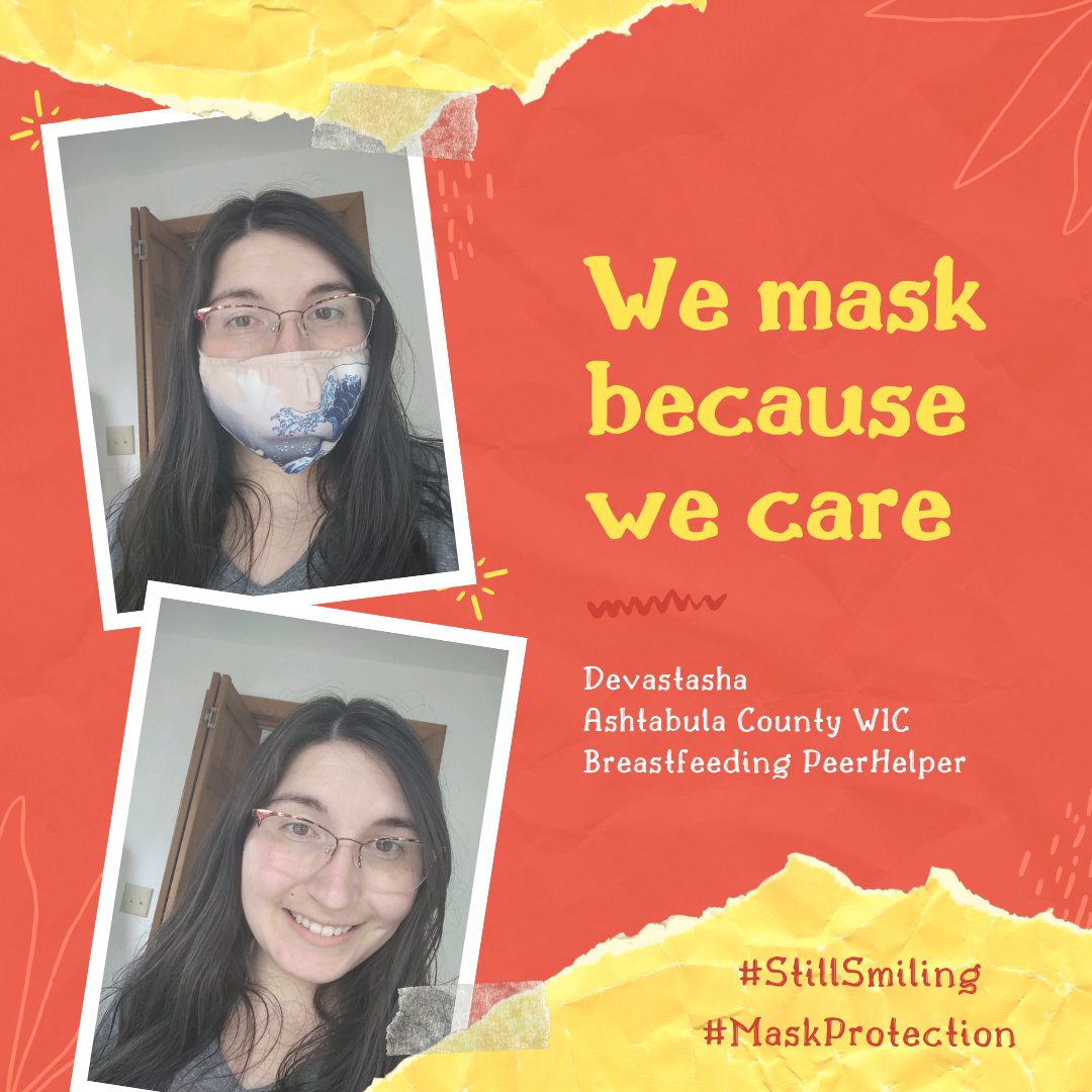 AshtabulaWIC's tweet image. Helping breastfeeding moms, Devastasha wears her mask! #AshtabulaWIC #stillsmiling #maskprotection