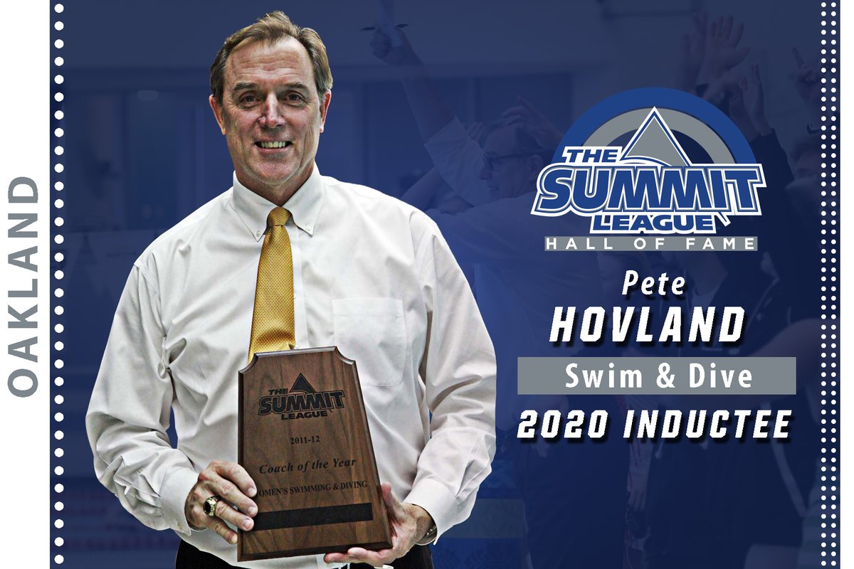 TheSummitLeague's tweet photo. 👏 #SummitHOF Class of 2020 Inductee 👏
Oakland head coach Pete Hovland led his men’s and women’s swimming and diving teams to a championship every year the Golden Grizzlies were members of the league from 2000-13. That’s 28 overall titles.
#ReachTheSummit https://t.co/txucBhyPCg