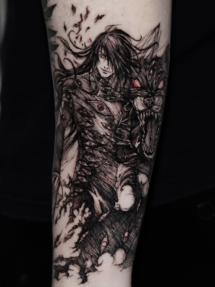 NEGATIVE TATTOO 亀 ANIME TATTOO on Instagram ALUCARD アーカード  HELLSING    1 session Done with worldfamousink Please comment   save and share 