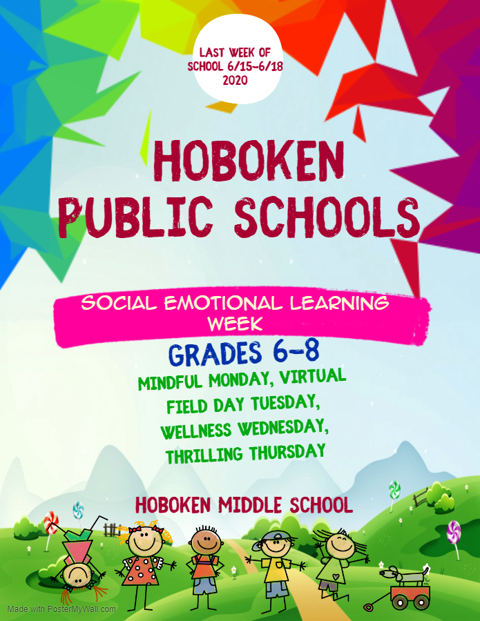 HPSHighlights's tweet photo. S.E.L. Week will be celebrated on our last week of school, June 15-18th. I want to thank our amazing elementary and middle school guidance counselors and contributors. Your brilliance in this space will guarantee brilliance for our students in all spaces! @HobokenSchools https://t.co/fAweiX6rK4