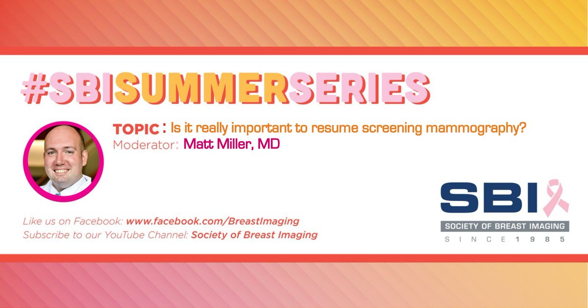 BreastImaging's tweet photo. Join @MattJMillerMD for the #SBISummerSeries kickoff on Monday, June 15 at 6PM ET. You don't want to miss this important discussion. Live on YouTube! #breastimaging #COVID19 https://t.co/4bTZgdsMLi