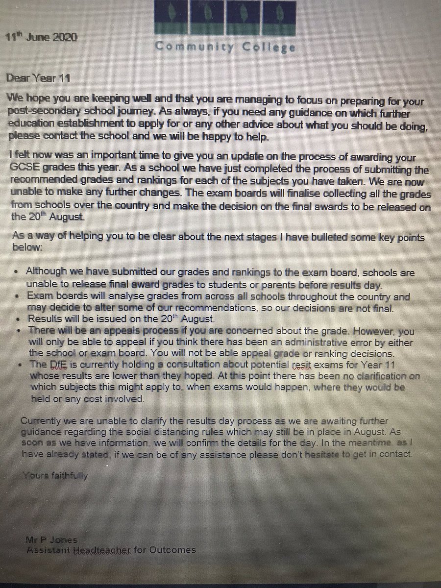 Year 11 this letter has been emailed out to you today giving you an update on your GCSEs grades <a href="/RegentsParkCC/">Regents Park Community College</a>