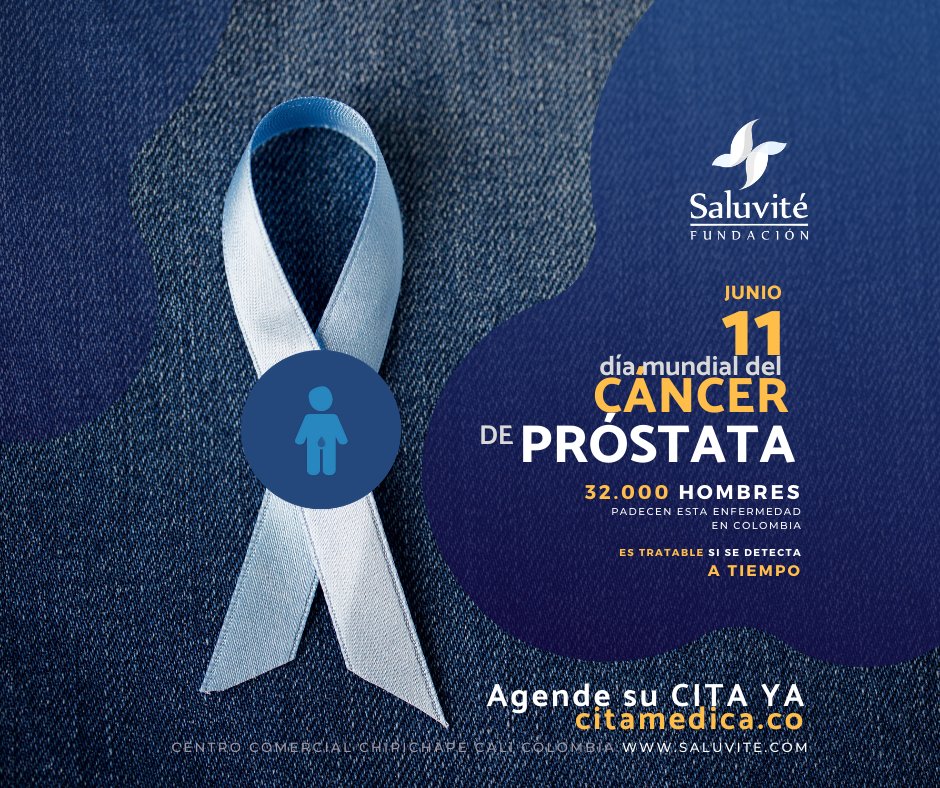 funSaluvite's tweet photo. El #CancerdeProstata es tratable si se detecta a tiempo. 
Es el cáncer que más afecta a los hombres. 
En Colombia 32.000 de ellos padecen cáncer de prostrata. 
Es tiempo de hacer un chequeo médico especializado. 
Desde casa solicite consulta en https://t.co/mVobSqr5Lr https://t.co/MRpAAL0USD