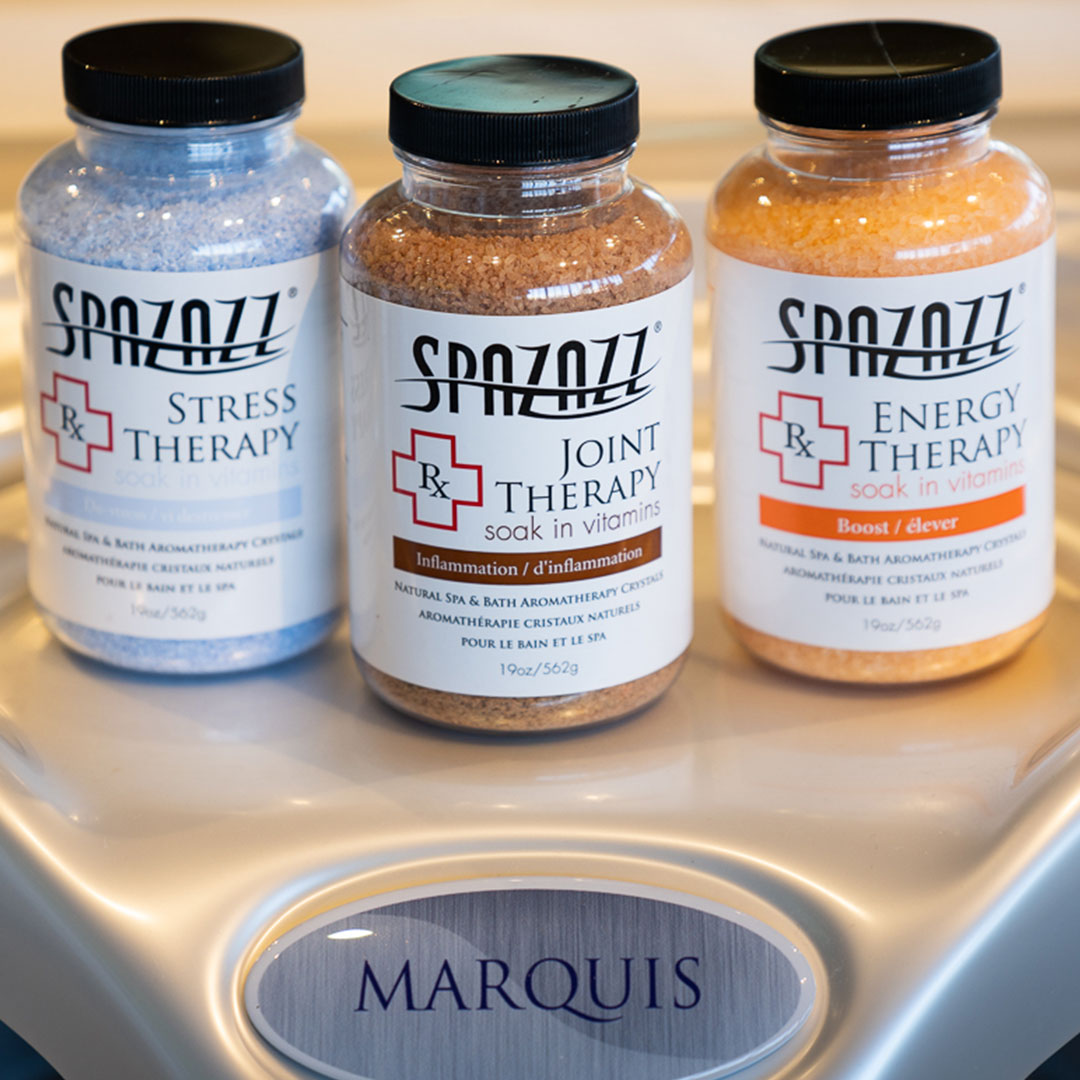 MarquisSpas's tweet photo. DID YOU KNOW? June 8-14, 2020 is Aromatherapy Awareness Week, highlighting the respiratory and mental health benefits of aromatherapy essences. Ask your local Marquis Dealer about delightful #SpaZazz crystal or liquid essences approved for hot tubs. https://t.co/x9X9xzIonP https://t.co/X40n3yFLHC