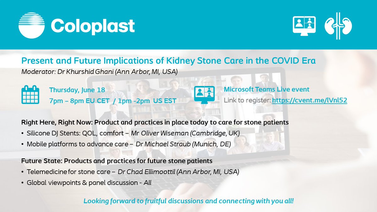 CP_Endourology's tweet photo. The webinar that was missing in your Twitter feed👇🏻 

"Present and Future Implications of COVID-19 on Kidney Stone Care" - Thursday, June 18 at 7pm CET 🇪🇺 / 1pm EST🇺🇸
Register online:  https://t.co/wBzxqrtJLz https://t.co/J13AQOTKYC