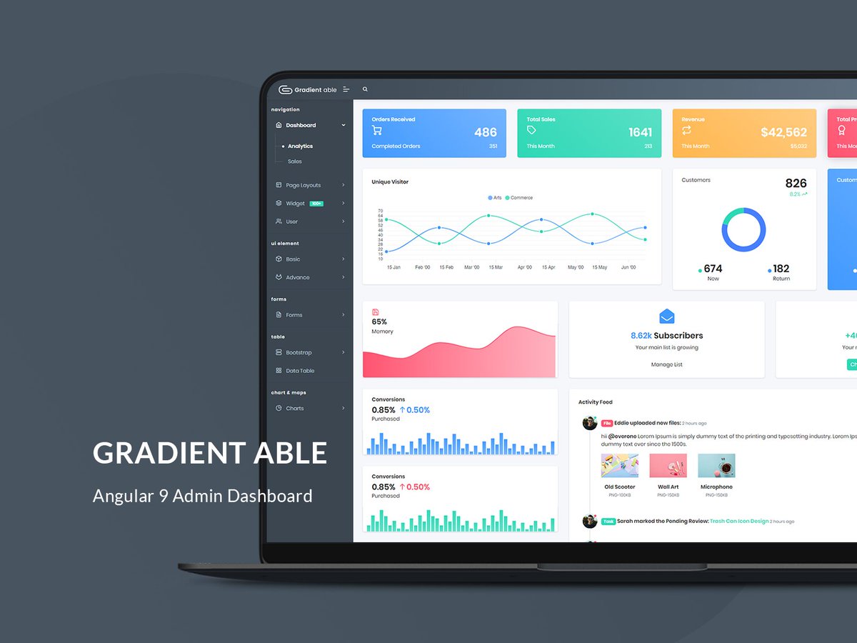 codedthemes's tweet image. hey 👋
Start your angular project with Gradient Able angular 9 admin template. 
📥Download Now 👉 bit.ly/2sewazH
#admindashboard #angulartemplate #adminpanel #webdev #100daysofcode #codingguys #webdevelopers #webdesigners #angular9 #webdeveloper #devtools #programmers