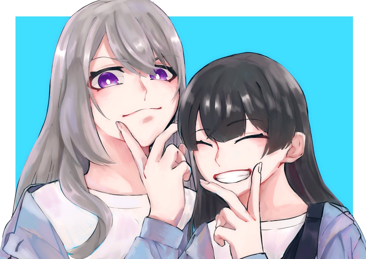 樋口楓 ,月ノ美兎 「おそろい～?
#でろあーと #みとあーと 」|イム・ぽてむ✋🐸👌のイラスト