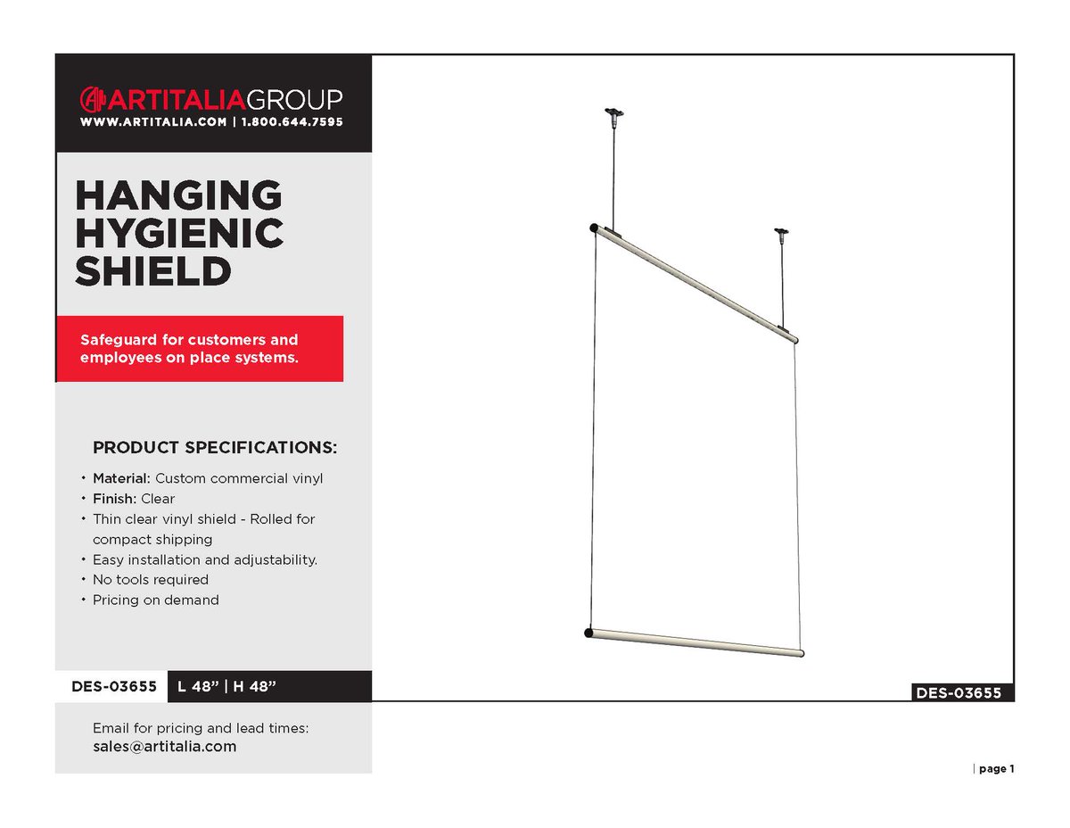 ArtitaliaInc's tweet image. Increase in-store safety, office areas, restaurants, or any client-facing areas with these hanging hygienic shields that can be installed quickly and easily without having to install floor or table-mounted shields. cutt.ly/Xy6tb4U
#CPMGcovidsolutions #doingourpart