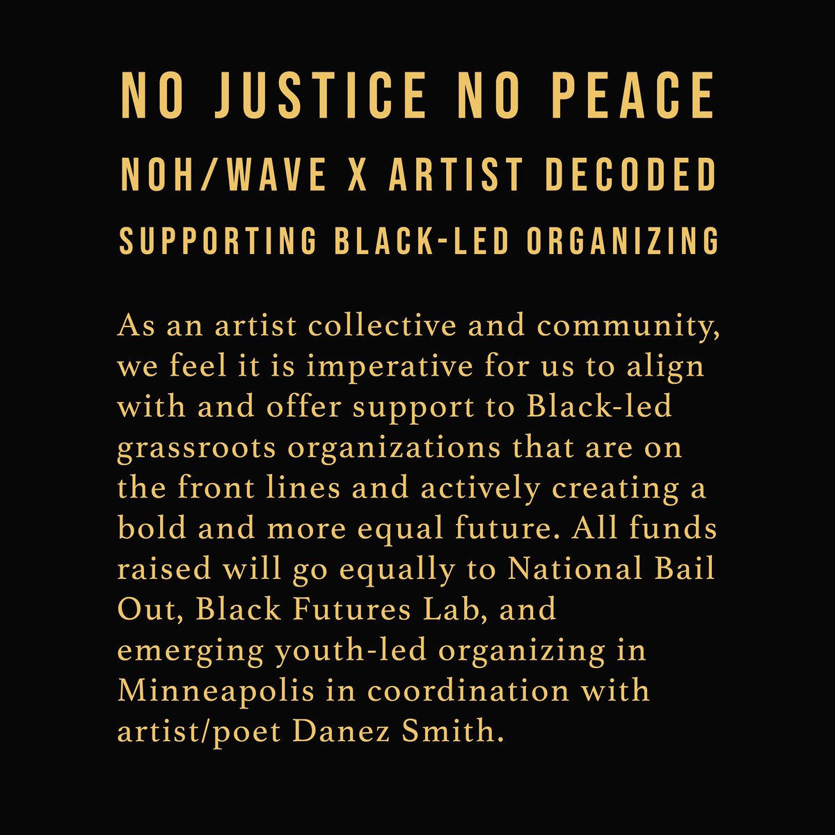 cjjohnsonjr's tweet photo. #nohwave - an artist collective & community, offering support to Black-led grassroots organizations that are on the front lines and actively creating a bold and more equal future.
https://t.co/cj1XoYP5UC https://t.co/jt3dqrxW2I