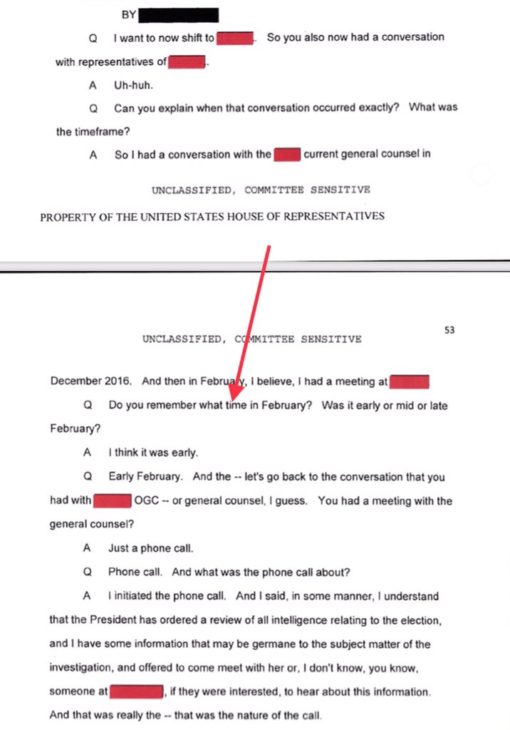 Also in early February 2017, Sussmann says he again went to the General Counsel of the CIA to share possible connections between Russia and the Trump Organization. https://intelligence.house.gov/uploadedfiles/ms53.pdf