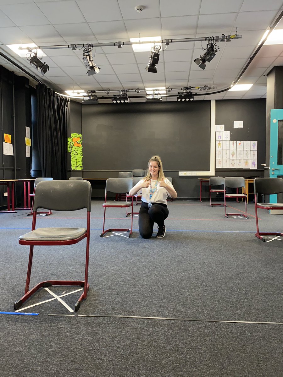 MrsBoyddrama's tweet photo. So this is what the @St_Rochs drama studio is looking like after today. It’s still a work in progress and I will show you the final product before starting back in August. But for now this is how it is looking so far #asociallydistanceddramastudio #sociallydistancedclassroom https://t.co/SZYpj4XaYo