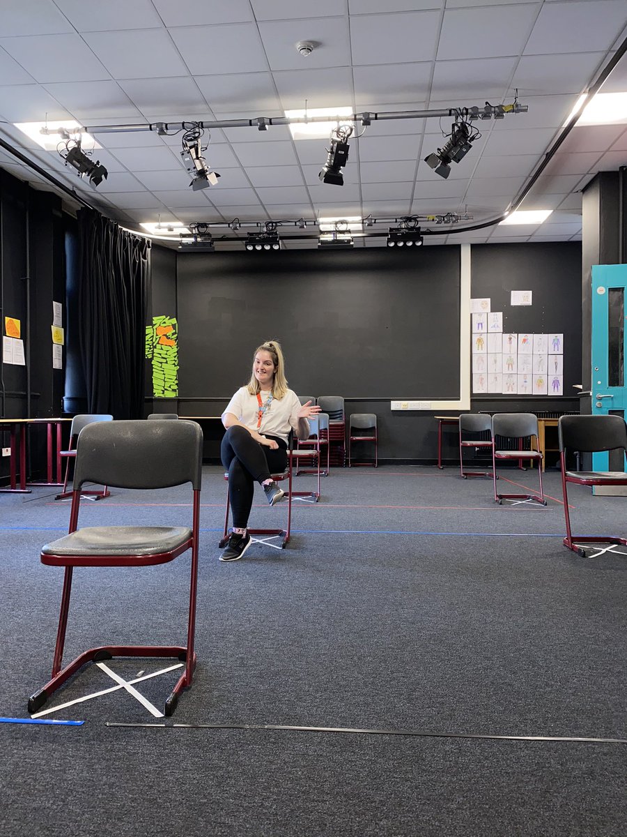MrsBoyddrama's tweet photo. So this is what the @St_Rochs drama studio is looking like after today. It’s still a work in progress and I will show you the final product before starting back in August. But for now this is how it is looking so far #asociallydistanceddramastudio #sociallydistancedclassroom https://t.co/SZYpj4XaYo