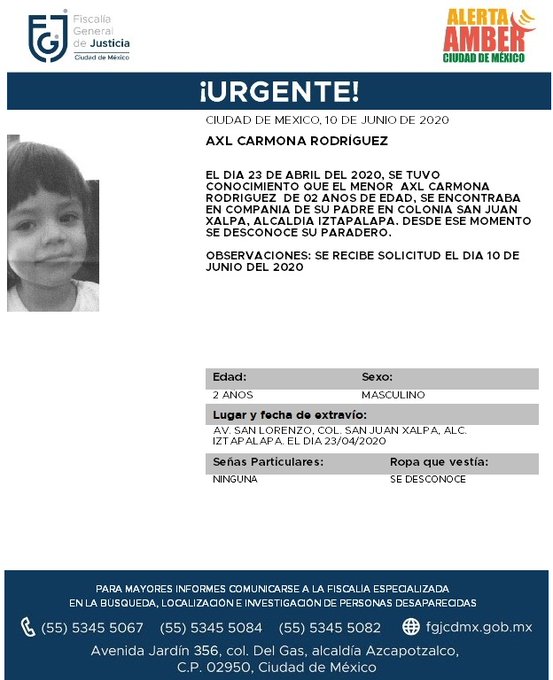 889Noticias's tweet photo. En la #CDMX se activó la #AlertaAmber para localizar a Fátima Huerta López, de 14 años; Caroline Samira Acuautla Samaniego, de 3 años; Rajim Andre Arredondo Castro, de 16 años y Axl Carmona Rodríguez, de 2 años. Dale #RT, por favor #DFT https://t.co/ROhljzAvfP