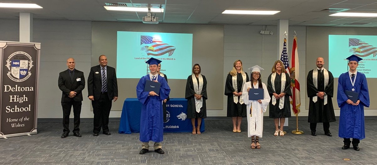 Congratulations to our Military Recruits deploying prior to July 11th for graduating today!  Legend Day (Air Force), Jasmalyn Sihakhom (Army) and Jonathon Tirado (Army). 
<a href="/class2020wolves/">Class Of 2020 DHS</a> <a href="/RubenColonVCS/">Ruben Colón</a>