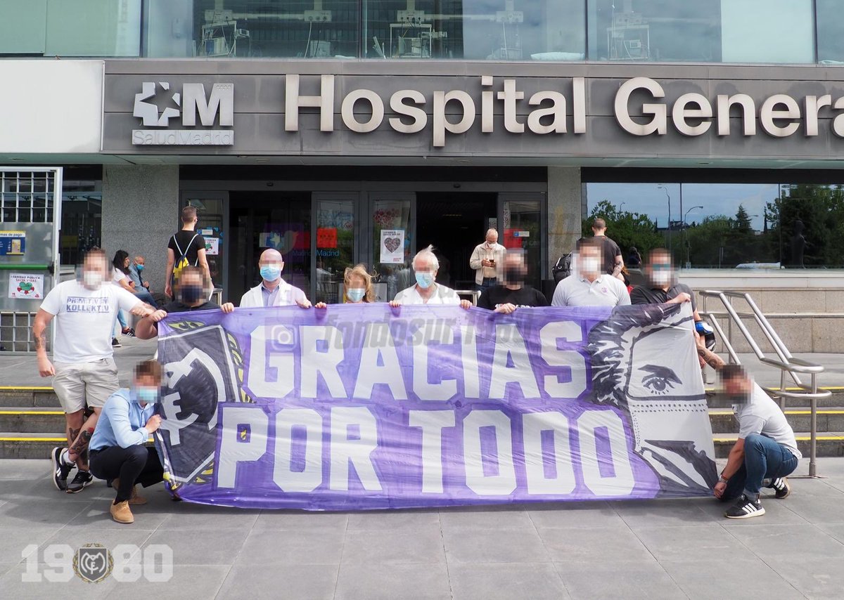 FondoSur_1980's tweet photo. Nuestro homenaje a todos aquellos sanitarios que han estado siempre en primera línea.
¡Honor a todos vosotros! 
@HospitalULaPaz #Madrid #FuckCovid19 #FondoSur1980 https://t.co/kMwTELJIvp